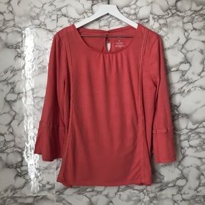 Sonoma 3/4 Sleeve Coral Top